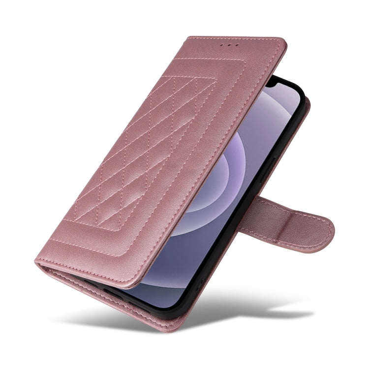 For iPhone 12 / 12 Pro Diamond Lattice Leather Flip Phone Case