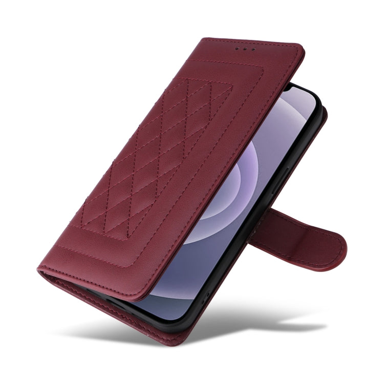 For iPhone 12 / 12 Pro Diamond Lattice Leather Flip Phone Case