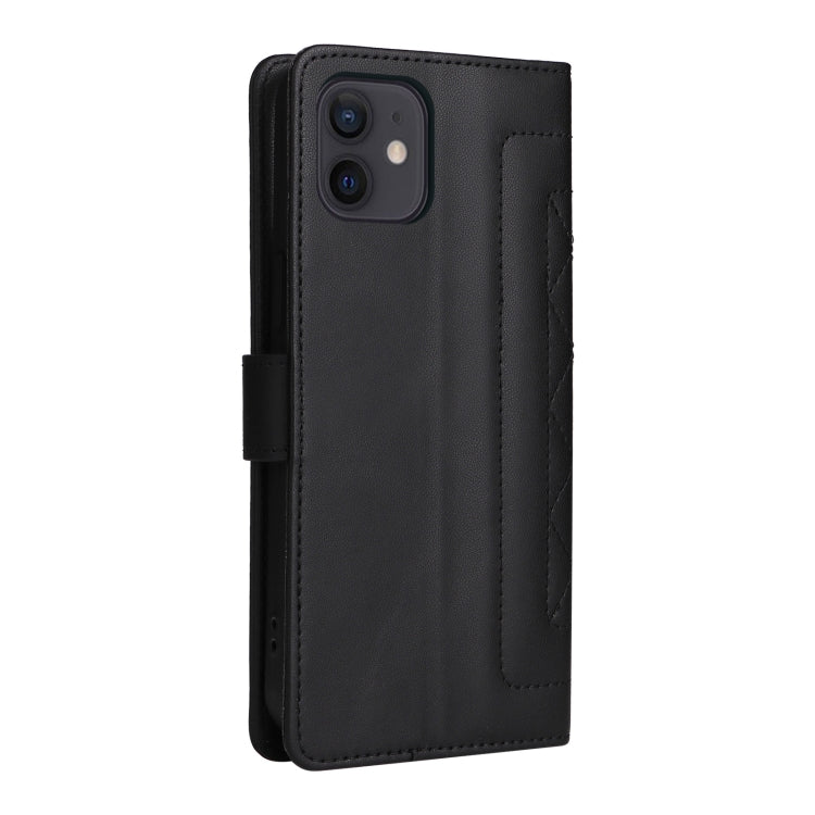 For iPhone 12 / 12 Pro Diamond Lattice Leather Flip Phone Case
