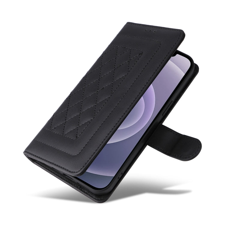 For iPhone 12 / 12 Pro Diamond Lattice Leather Flip Phone Case