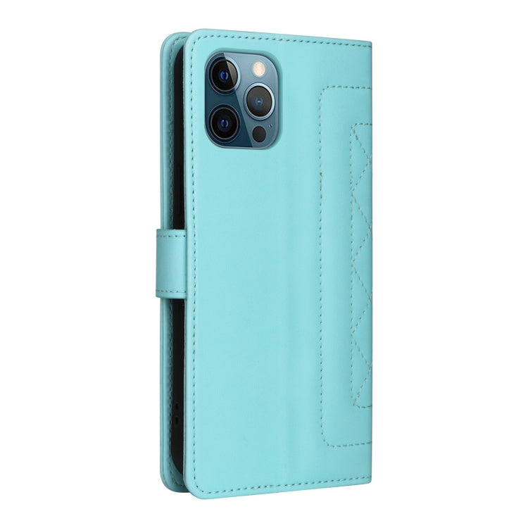 For iPhone 12 Pro Max Diamond Lattice Leather Flip Phone Case