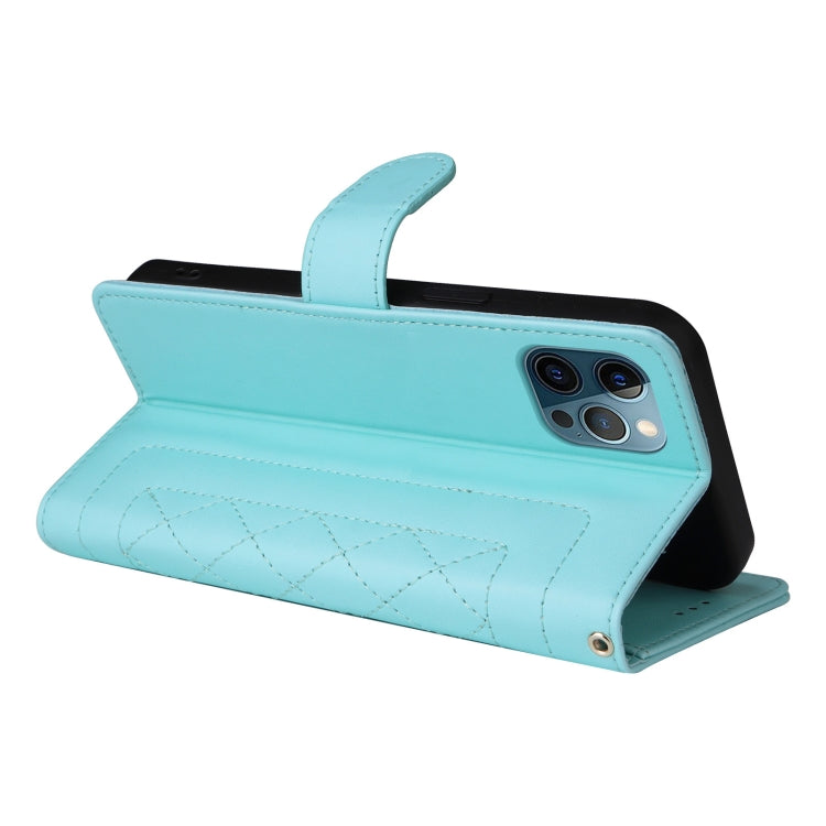 For iPhone 12 Pro Max Diamond Lattice Leather Flip Phone Case