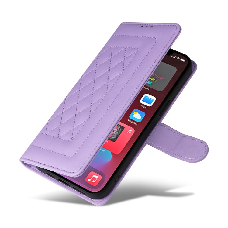For iPhone 12 Pro Max Diamond Lattice Leather Flip Phone Case