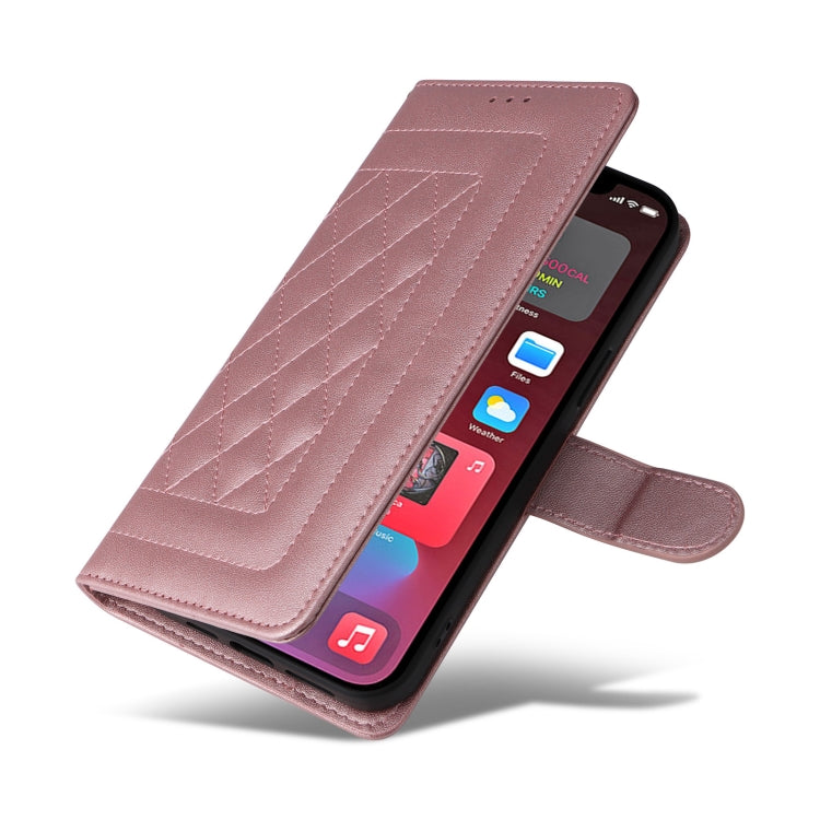 For iPhone 12 Pro Max Diamond Lattice Leather Flip Phone Case