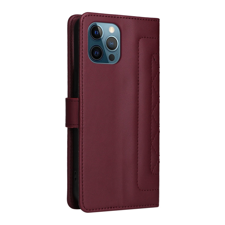 For iPhone 12 Pro Max Diamond Lattice Leather Flip Phone Case