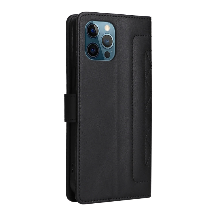 For iPhone 12 Pro Max Diamond Lattice Leather Flip Phone Case