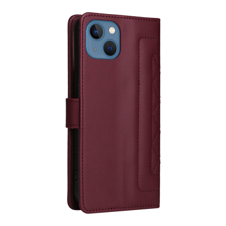 For iPhone 13 Diamond Lattice Leather Flip Phone Case