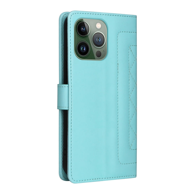 For iPhone 13 Pro Diamond Lattice Leather Flip Phone Case