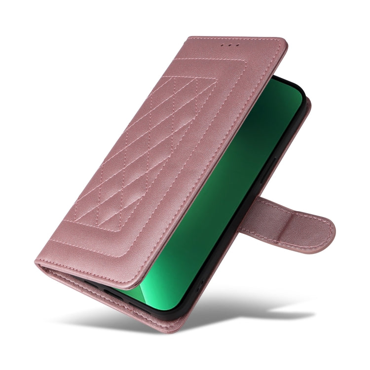 For iPhone 13 Pro Diamond Lattice Leather Flip Phone Case