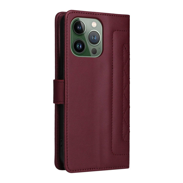 For iPhone 13 Pro Diamond Lattice Leather Flip Phone Case