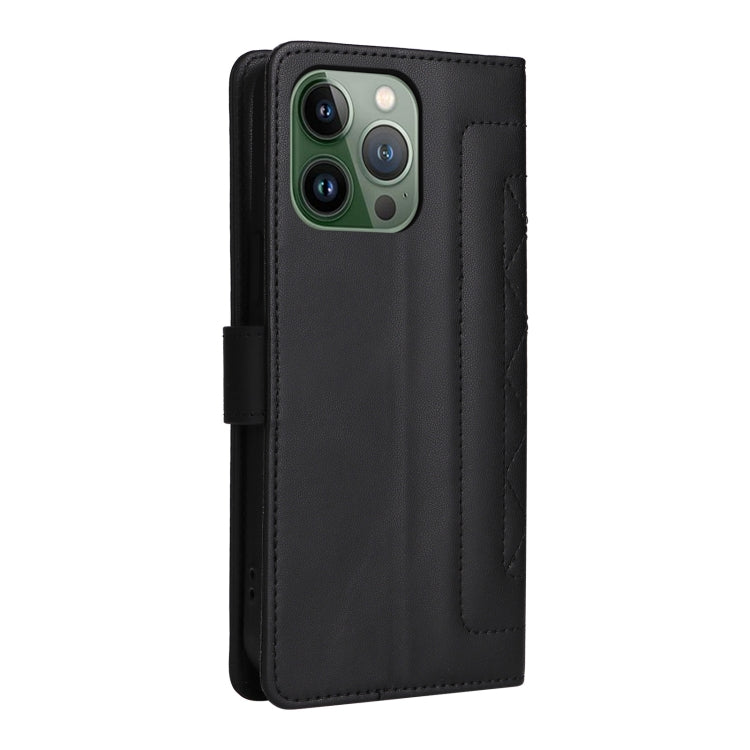 For iPhone 13 Pro Diamond Lattice Leather Flip Phone Case