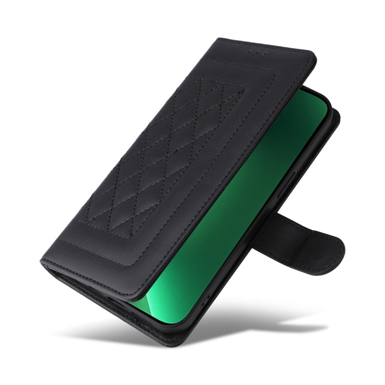 For iPhone 13 Pro Diamond Lattice Leather Flip Phone Case
