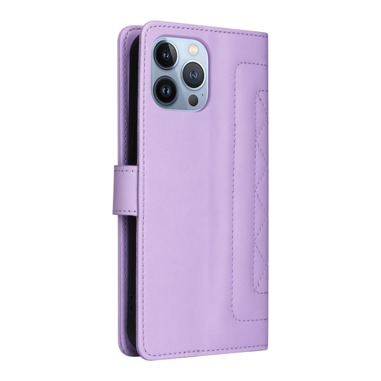 For iPhone 13 Pro Max Diamond Lattice Leather Flip Phone Case