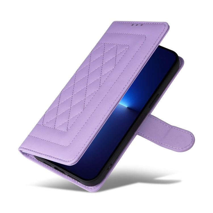 For iPhone 13 Pro Max Diamond Lattice Leather Flip Phone Case