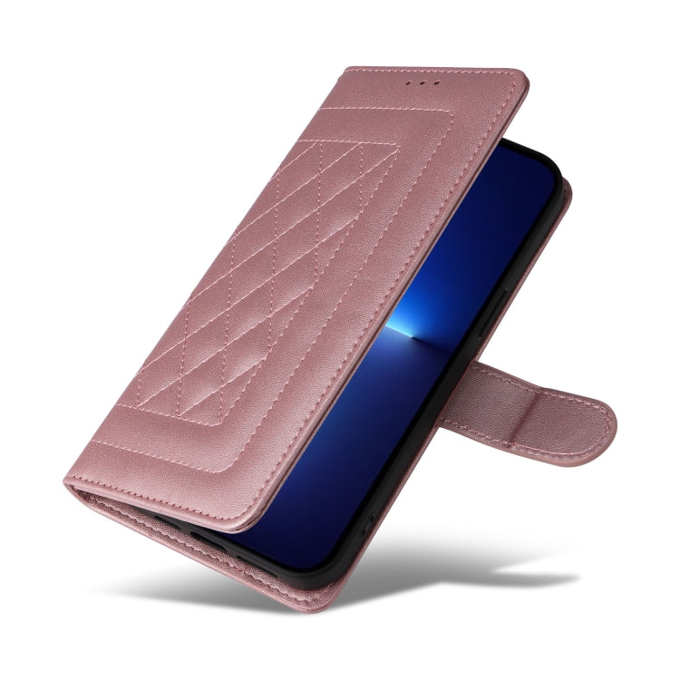 For iPhone 13 Pro Max Diamond Lattice Leather Flip Phone Case