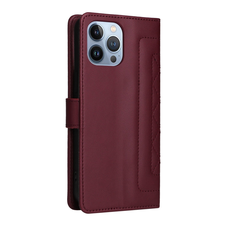 For iPhone 13 Pro Max Diamond Lattice Leather Flip Phone Case