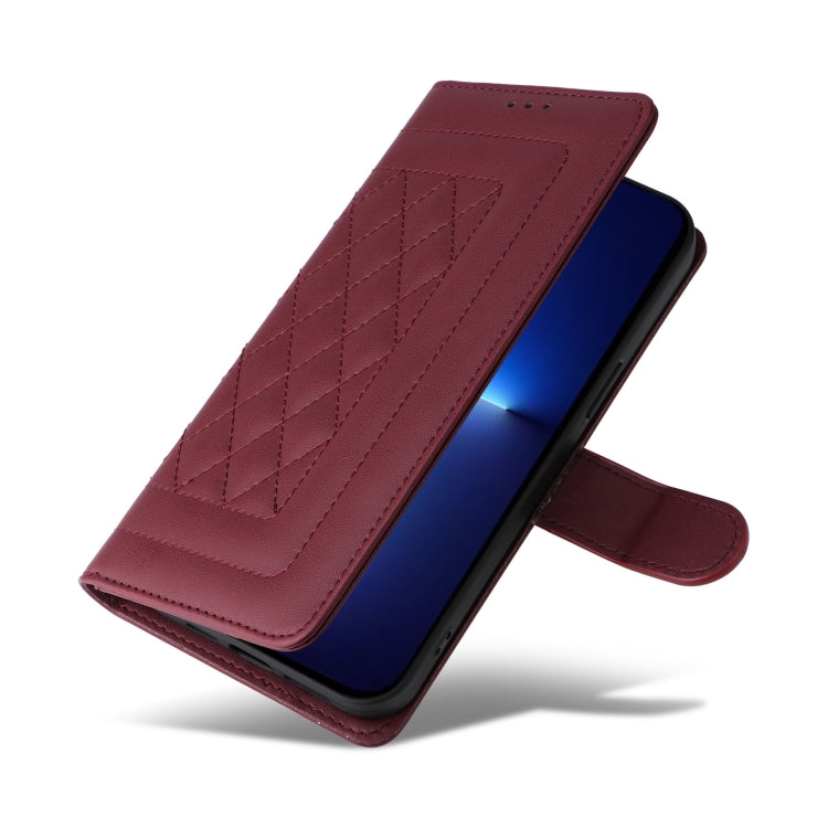 For iPhone 13 Pro Max Diamond Lattice Leather Flip Phone Case
