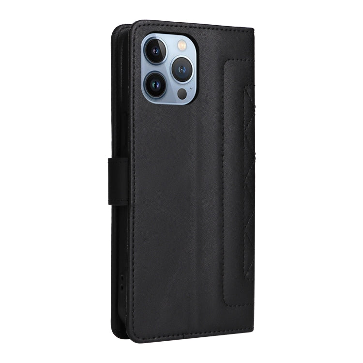 For iPhone 13 Pro Max Diamond Lattice Leather Flip Phone Case