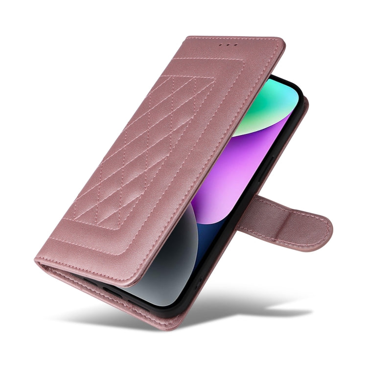 For iPhone 14 Diamond Lattice Leather Flip Phone Case