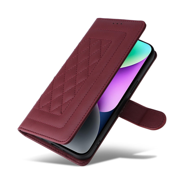 For iPhone 14 Diamond Lattice Leather Flip Phone Case
