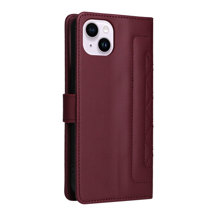 For iPhone 14 Plus Diamond Lattice Leather Flip Phone Case