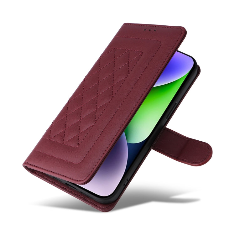 For iPhone 14 Plus Diamond Lattice Leather Flip Phone Case