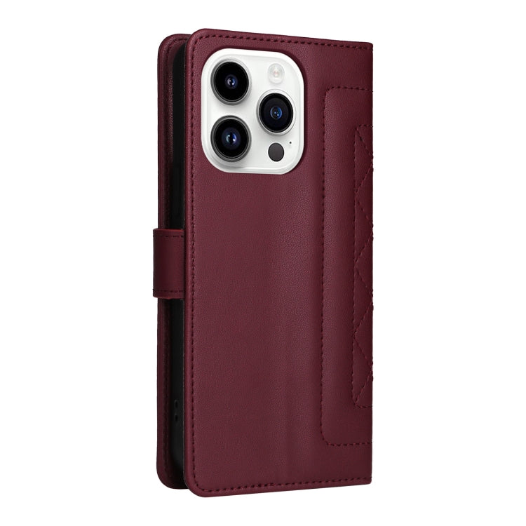 For iPhone 14 Pro Diamond Lattice Leather Flip Phone Case