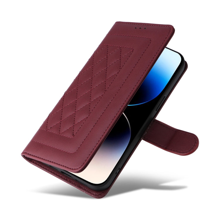 For iPhone 14 Pro Diamond Lattice Leather Flip Phone Case
