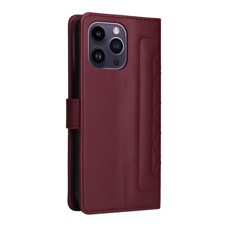 For iPhone 14 Pro Max Diamond Lattice Leather Flip Phone Case