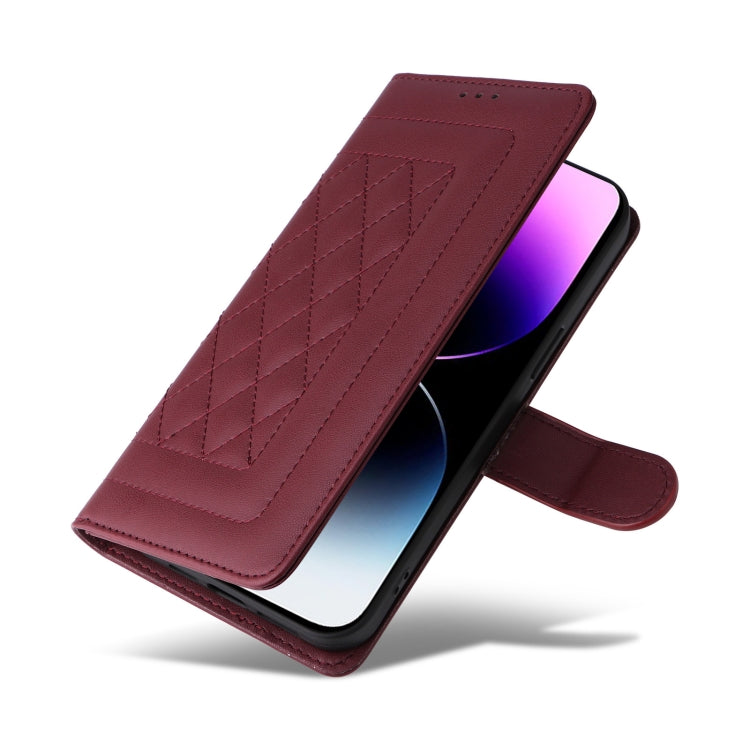 For iPhone 14 Pro Max Diamond Lattice Leather Flip Phone Case