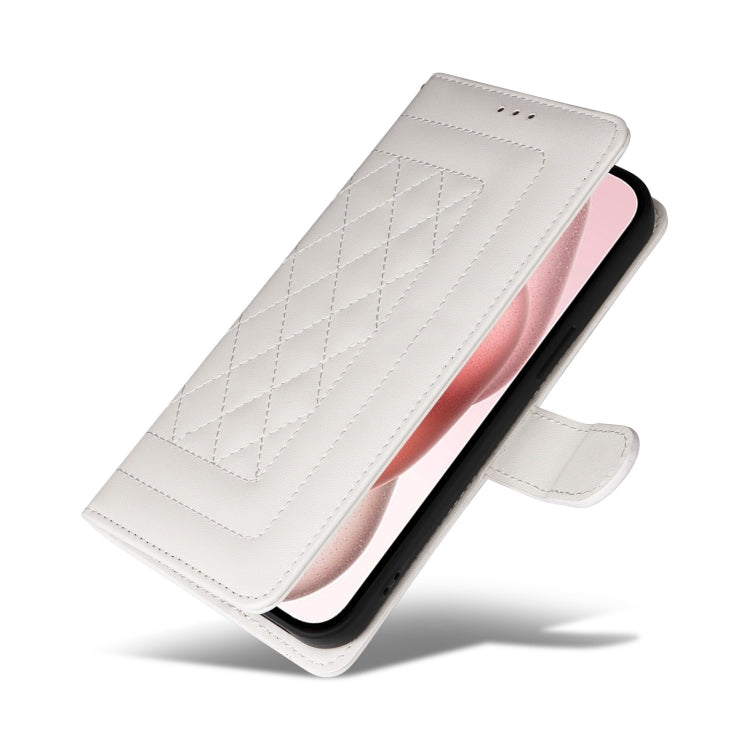 For iPhone 15 Diamond Lattice Leather Flip Phone Case