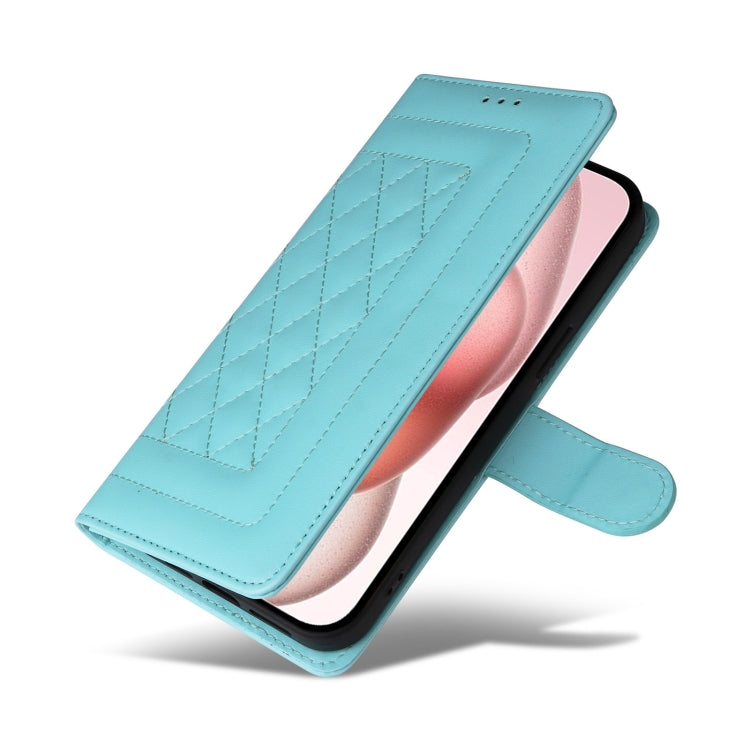 For iPhone 15 Diamond Lattice Leather Flip Phone Case