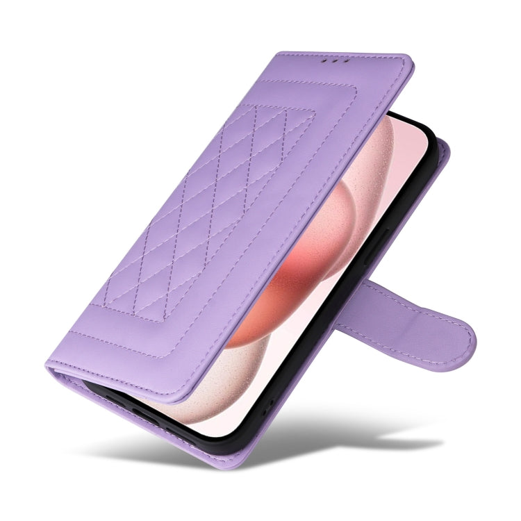 For iPhone 15 Diamond Lattice Leather Flip Phone Case