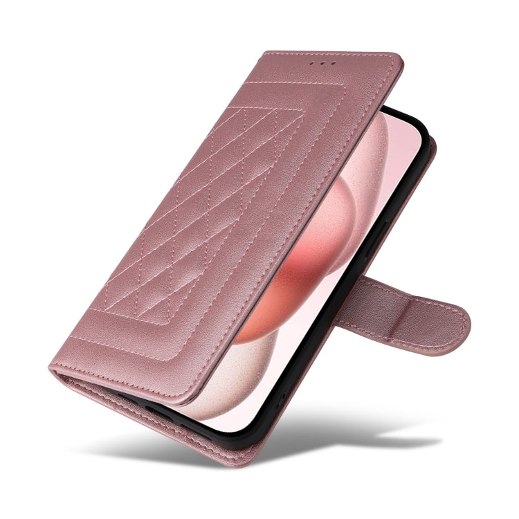 For iPhone 15 Diamond Lattice Leather Flip Phone Case