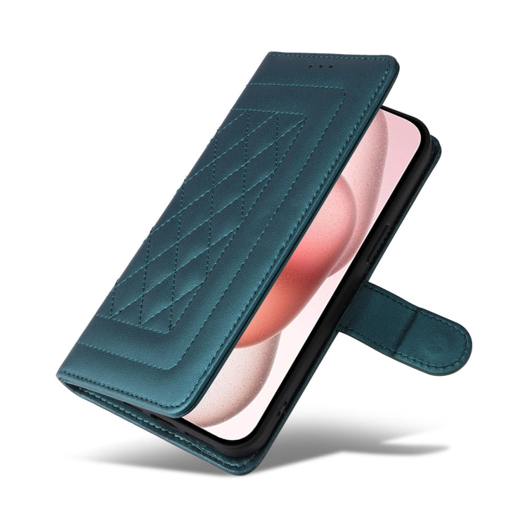 For iPhone 15 Diamond Lattice Leather Flip Phone Case