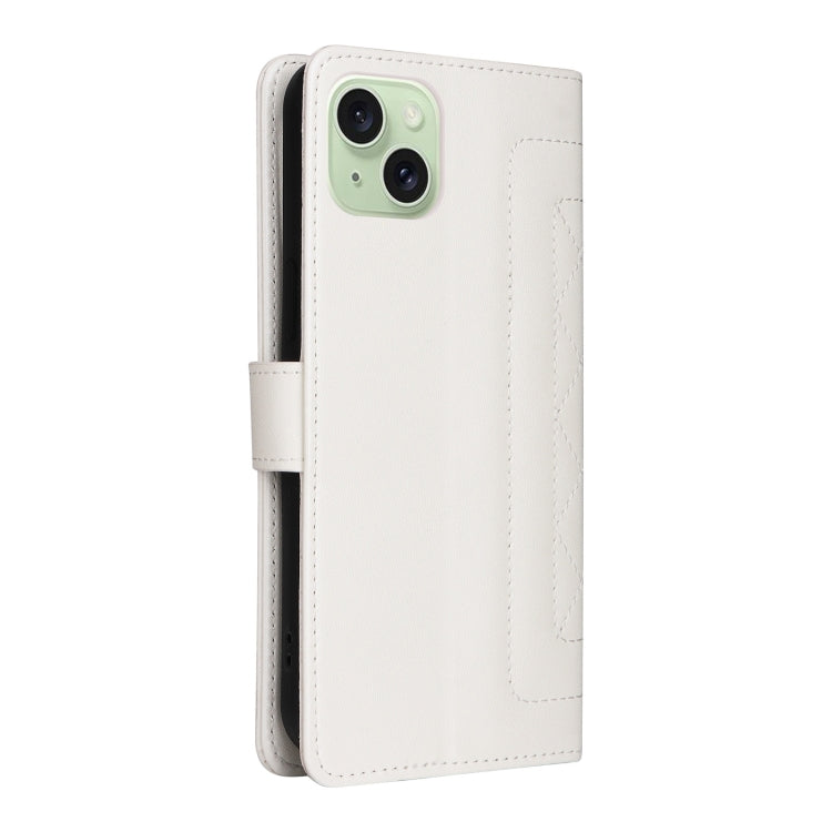 For iPhone 15 Plus Diamond Lattice Leather Flip Phone Case