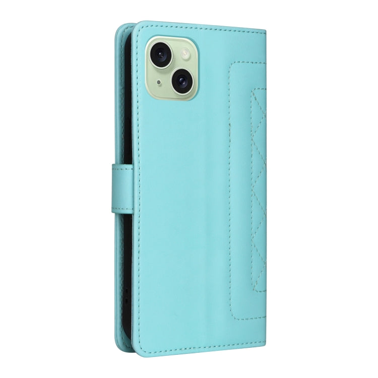 For iPhone 15 Plus Diamond Lattice Leather Flip Phone Case