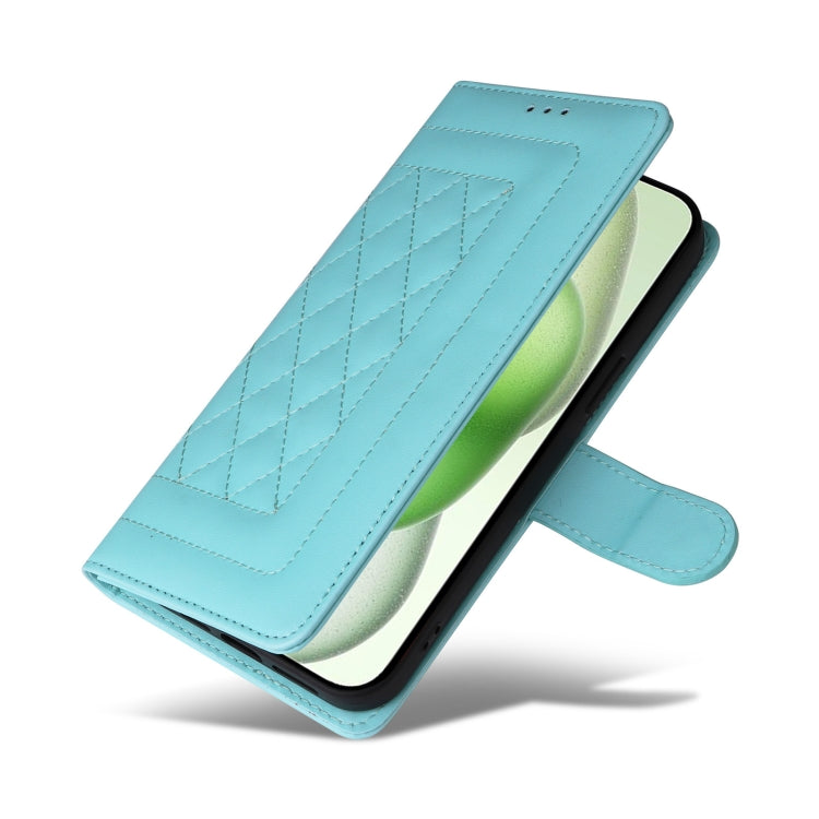 For iPhone 15 Plus Diamond Lattice Leather Flip Phone Case