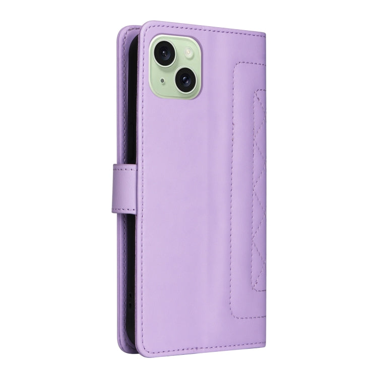 For iPhone 15 Plus Diamond Lattice Leather Flip Phone Case