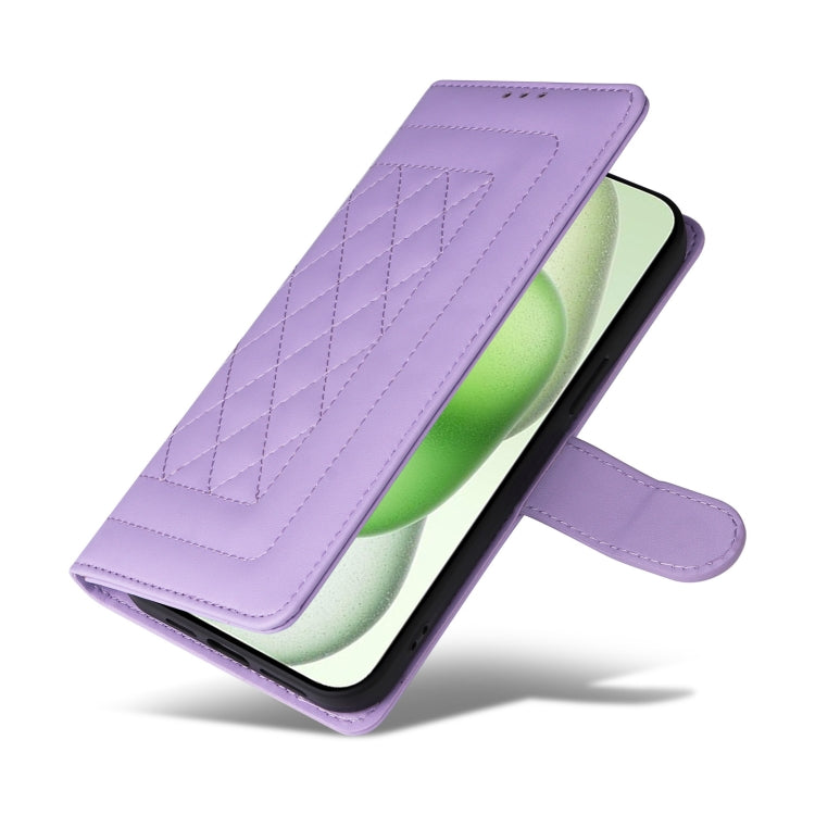 For iPhone 15 Plus Diamond Lattice Leather Flip Phone Case