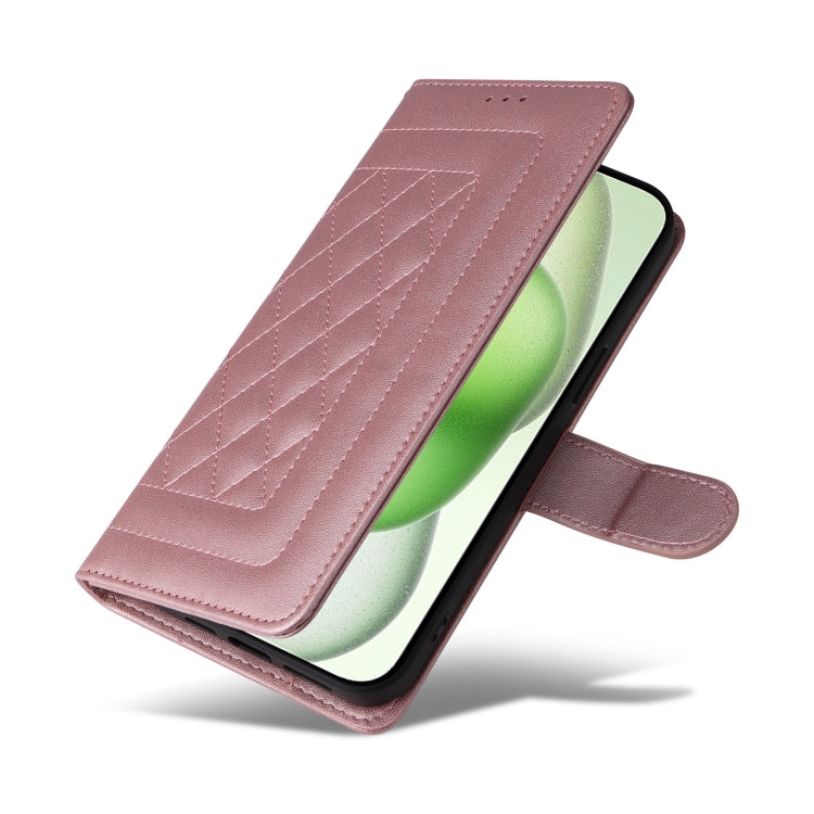 For iPhone 15 Plus Diamond Lattice Leather Flip Phone Case