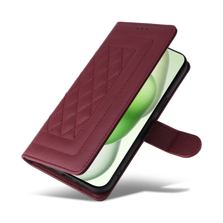 For iPhone 15 Plus Diamond Lattice Leather Flip Phone Case