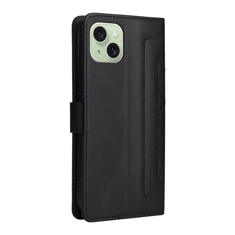For iPhone 15 Plus Diamond Lattice Leather Flip Phone Case