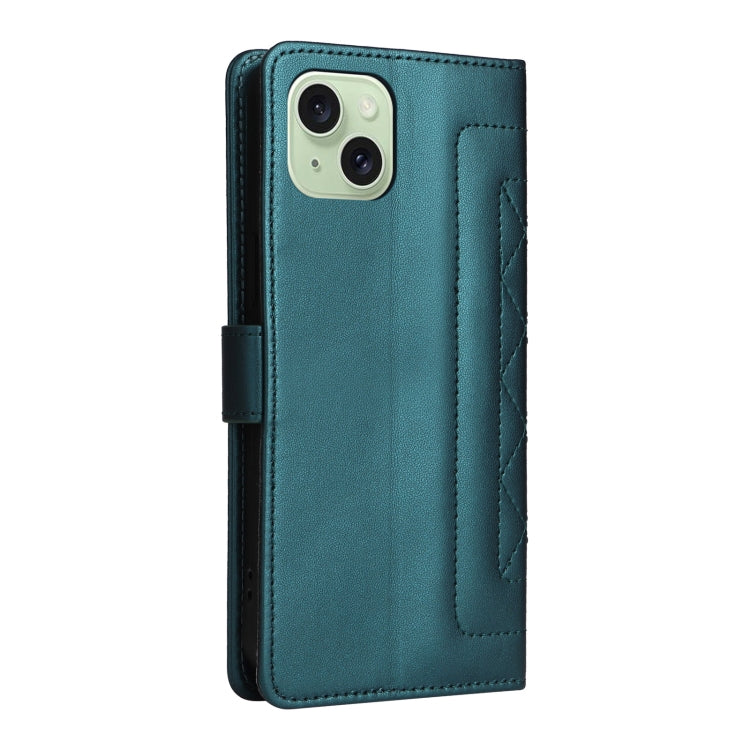 For iPhone 15 Plus Diamond Lattice Leather Flip Phone Case