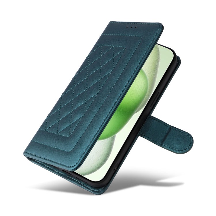 For iPhone 15 Plus Diamond Lattice Leather Flip Phone Case