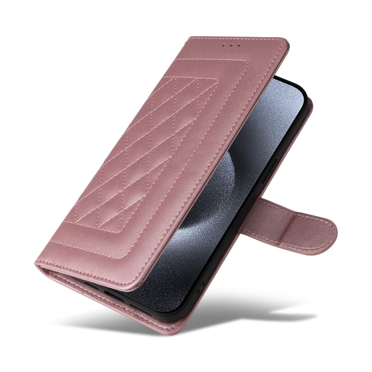 For iPhone 15 Pro Diamond Lattice Leather Flip Phone Case