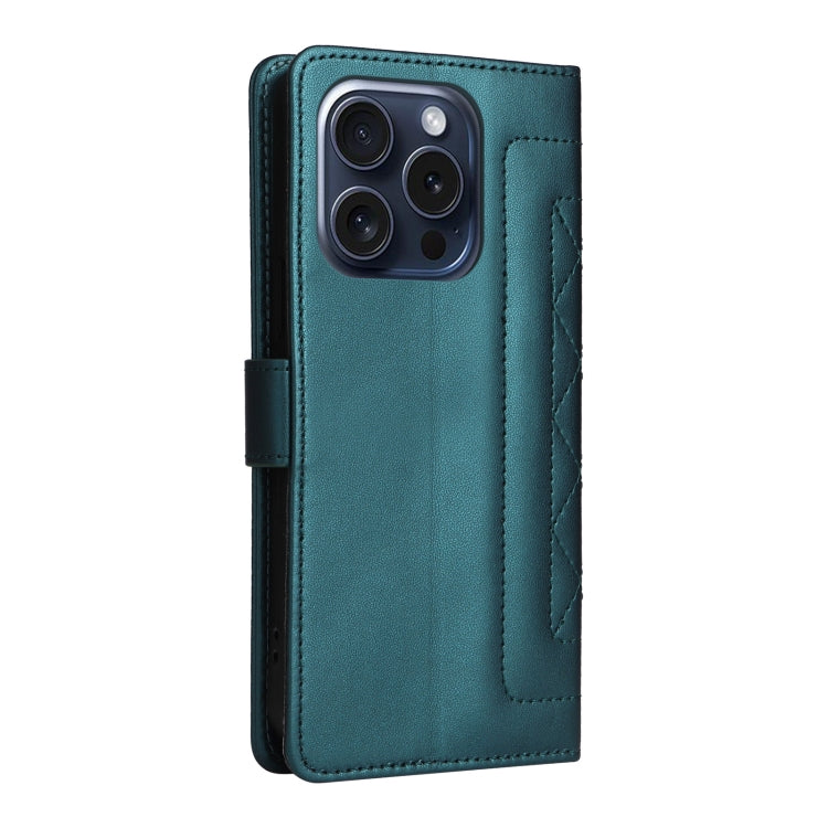 For iPhone 15 Pro Diamond Lattice Leather Flip Phone Case