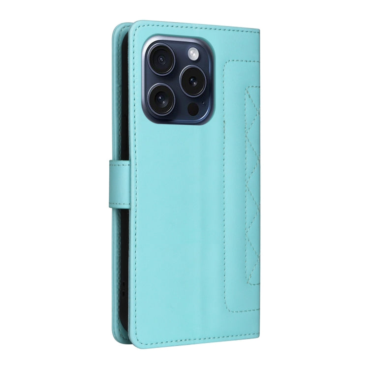 For iPhone 15 Pro Max Diamond Lattice Leather Flip Phone Case