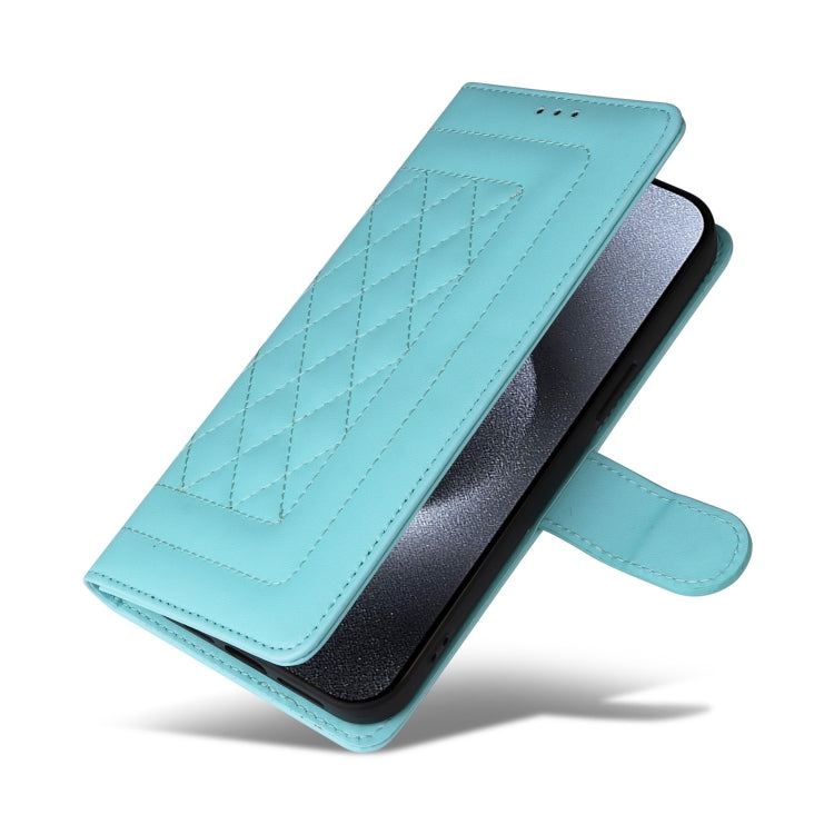 For iPhone 15 Pro Max Diamond Lattice Leather Flip Phone Case