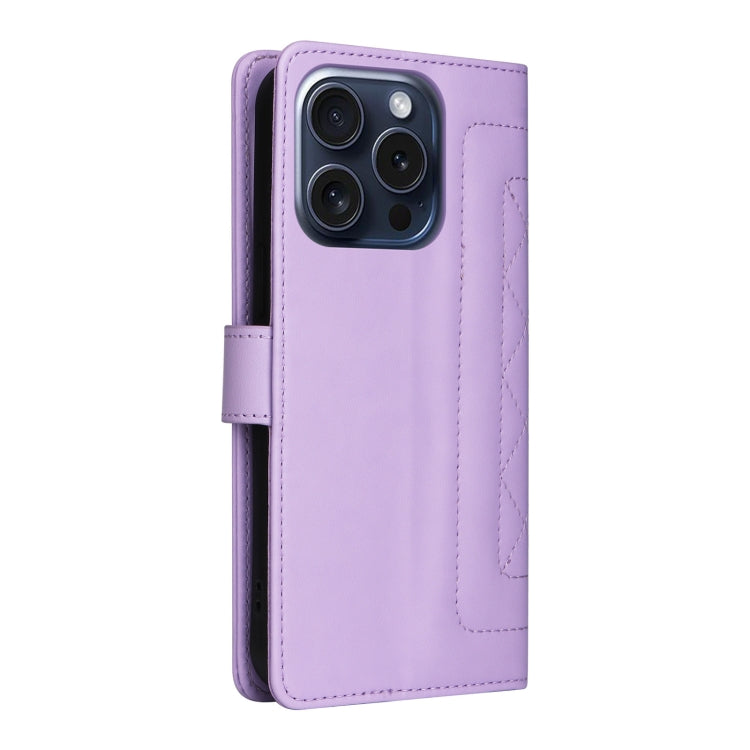 For iPhone 15 Pro Max Diamond Lattice Leather Flip Phone Case